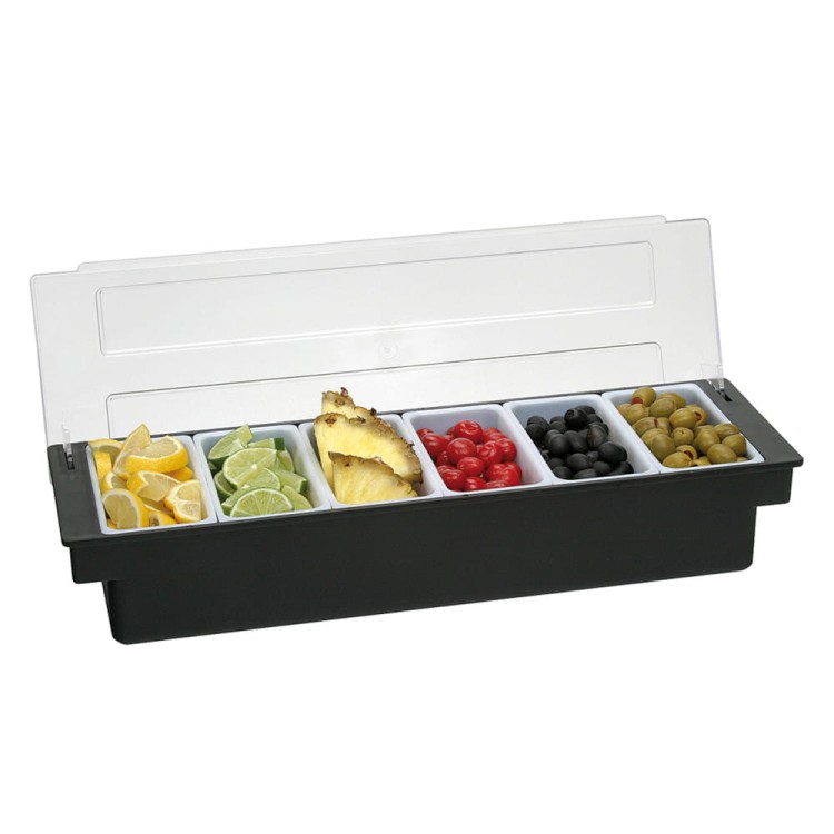 Pojemnik na owoce, 6 segmentów, czarny, condiment holder