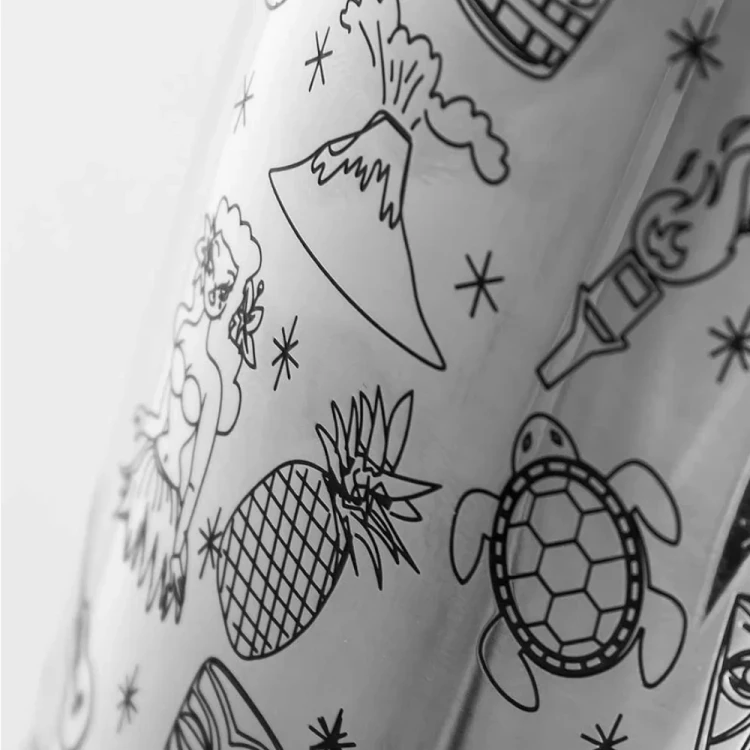 Shaker Tin Tin, 2-częściowy, Tiki, grawerowany, Urban Bar, stal nierdzewna